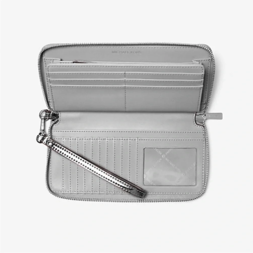 Michael Kors Silver Jet Set Extra Sm Metallic Logo Convertible Tote Wallet Set - Picture 7 of 8